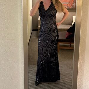 NYE! Night Way Collections Black Sequin Maxi Dress